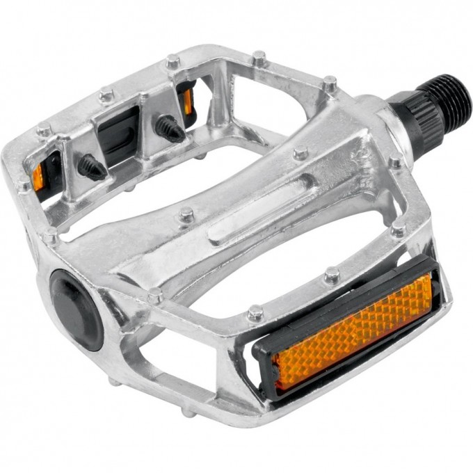 Педали BLF-B7 ось 9/16" со светоотражателями, алюминиевые серебристые 360106