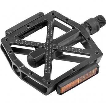 Педали FP-959ZP, ось 9/16" со светоотражателями, алюминиевые чёрные