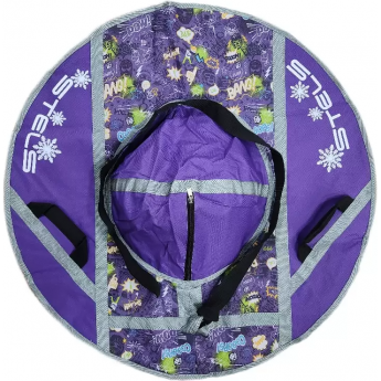Санки надувные (тюбинг) STELS 110 см ткань с рисунком без камеры СН030, серый/фиолетовый+BANG!