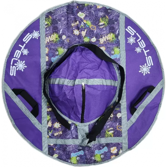 Санки надувные (тюбинг) STELS 110 см ткань с рисунком без камеры СН030, серый/фиолетовый+BANG! 2007000053607