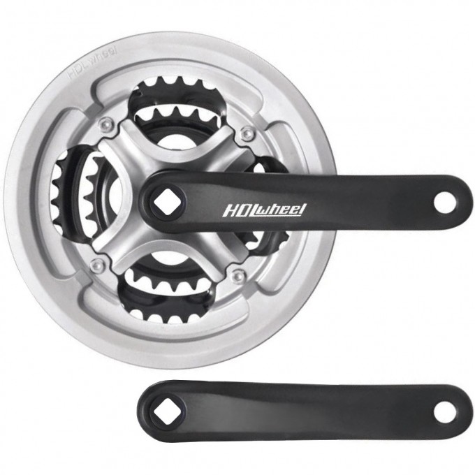 Шатуны HDL-L353 28/38/48T 170мм "под ромб", чёрно-серебристый 580254